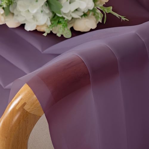Sheer Curtains 96 Inches Long 2 Panels Set (Plum / 42"W x 96"L (Pack of 2))