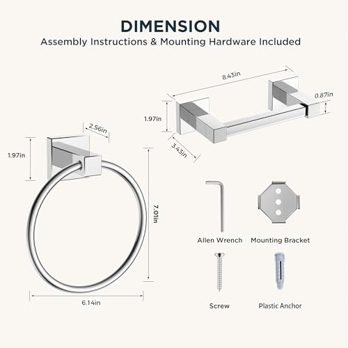 Toilet Paper Holder and Towel Ring Set (Chrome)