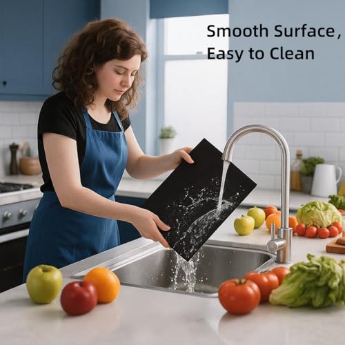 4 Pack Tempered Glass Cutting Board for Kitchen Counter (Black / Two Sizes)