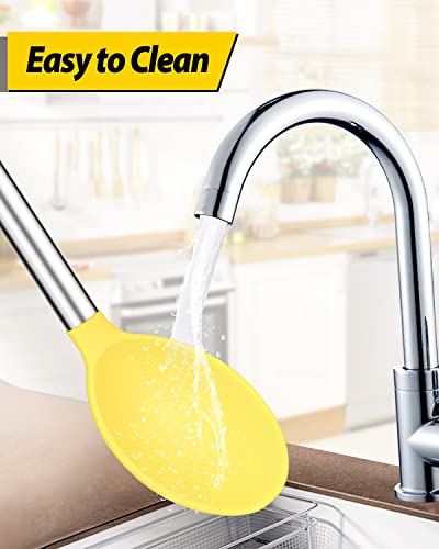 Silicone Cooking Spoons for Nonstick Cookware (Yellow)