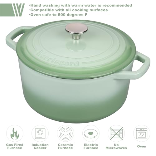 Enameled Cast Iron Dutch Oven Pot with Lid (6 QT / Green)