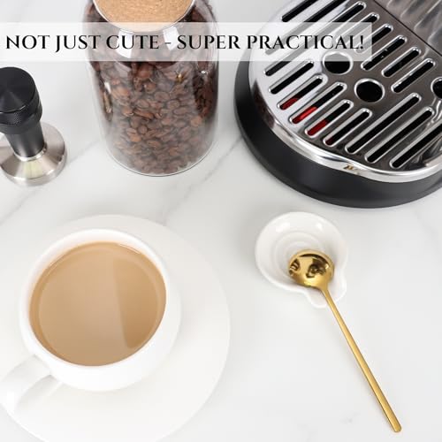 Coffee Spoon Rest for Coffee Bar Accessories Ceramic Coffee Spoon Holder (White)