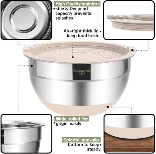 Mixing Bowls with Airtight Lids (Khaki)