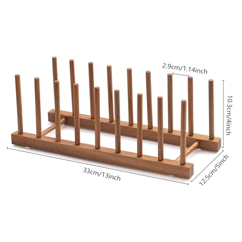 2pcs Acacia Wooden Dish Dying Rack Pot Lid Plate Organizer Holder for Cabinet (Acacia 8 Slots 2pcs)