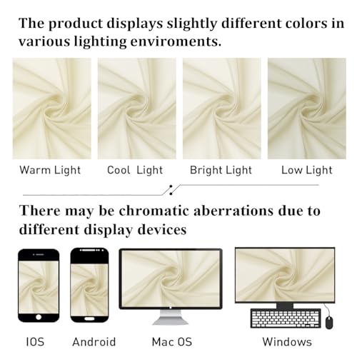 Cream Sheer Curtains 96 Inches Long 2 Panels Set (Cream / 59"W x 96"L (Pack of 2))