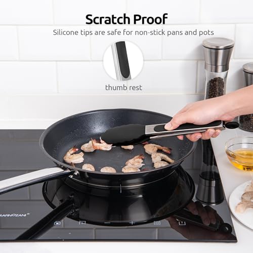 Heat Resistant Silicone Kitchen Tong (Black / 9 inch)