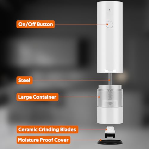 Rechargeable Electric Salt and Pepper Grinder Set (White)