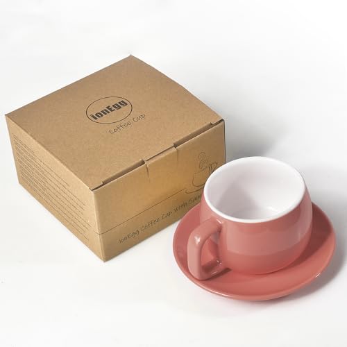 Porcelain Coffee Cup with Saucer 270ml (Pink)
