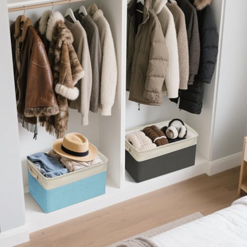 1 Pack Fabric Closet Storage Bins for Shelves (Grey / 1PCS/Large-15x11x9.5)