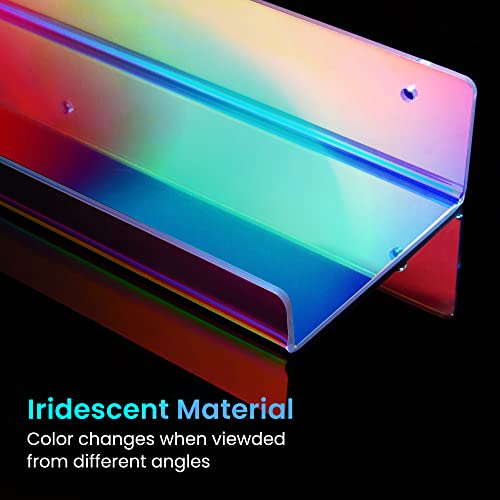 2 Pcs 15" Iridescent Acrylic Shelves for Wall Decor and Display (Iridescent)
