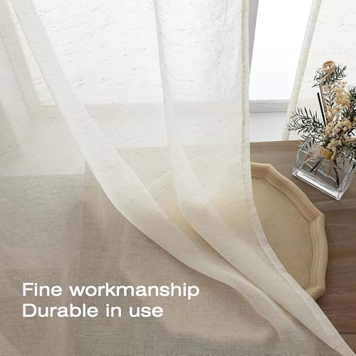 Natural Linen Textured Sheer Curtains 72 inches Long 2 Panels (Natural / 40"W x 72"L (Pack of 2))