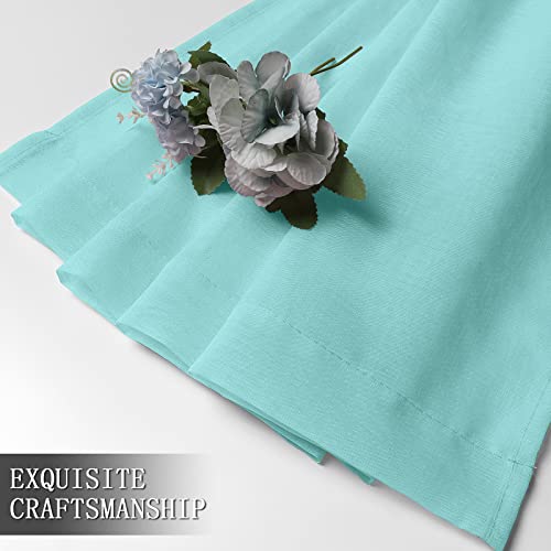 Sheer Curtain Linen Textured Bedroom Curtains Sheer Light Filtering Rod Pocket Voile Curtain for Living Room (54"W x 95"L (Pack of 2) / Crystal Blue)
