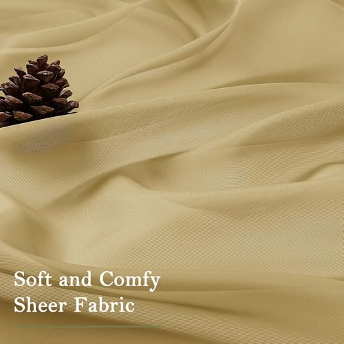 Gold Sheer Curtains 63 Inch Length 2 Panels (Gold / 59"W x 63"L (Pack of 2))