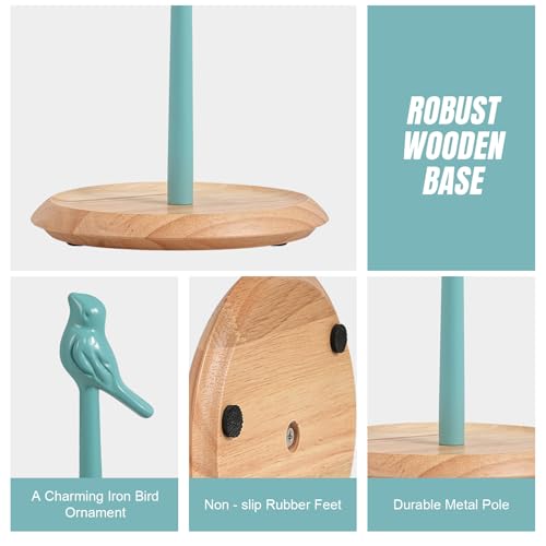 Wooden Paper Towel Holder countertop (Blue)