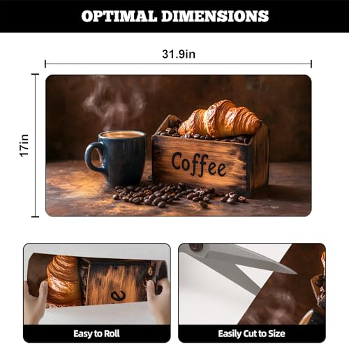 Dish Drying Mat Large Coffee Mat Absorbent Drying Mat for Kitchen Counter Coffee Bar Accessories 32"x 17" (Coffee and Bread 1)