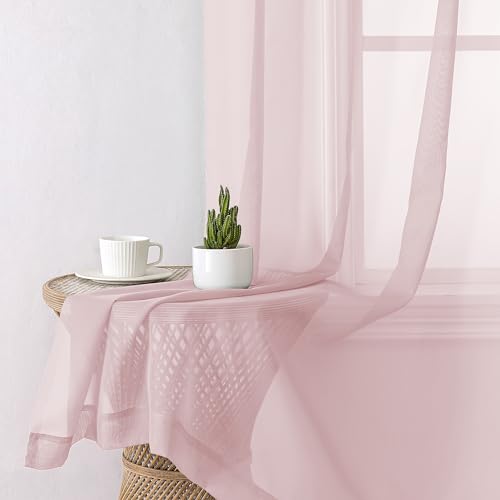 Blush Pink Sheer Curtains 72 Inches Long 2 Panels (Blush Pink / 40"W x 72"L (Pack of 2))
