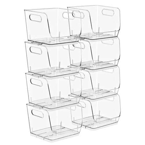 Clear Pantry Organizer with Stackable Storage Bins (Small Square / 8 Pack)