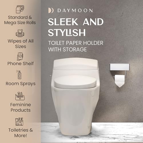 Day Moon™ Toilet Paper Holder with Shelf (Polished Chrome)