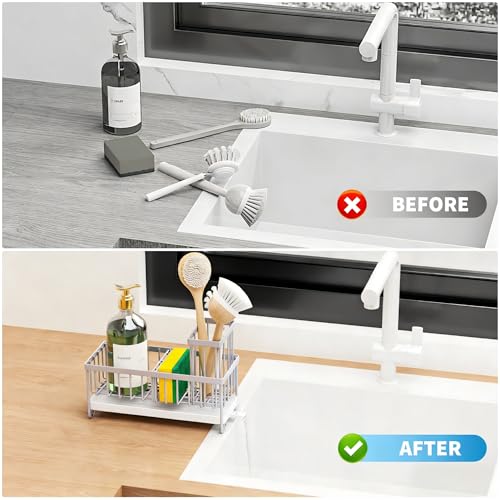 Sponge Holder for Kitchen Sink (Gray - 9.25″)