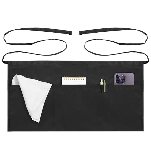 Server Apron with 4 Pockets (Black)