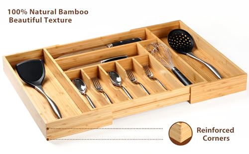 Extra Large Expandable Kitchen Siverware Utensils Drawer Organizer (Expandable 17~28 x 19 inch)