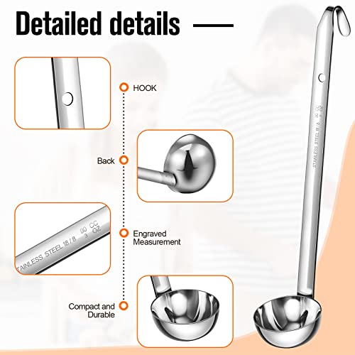 5 Pcs Soup Ladles Stainless Steel Serving Ladles with Long Handle for Serving (3 oz)