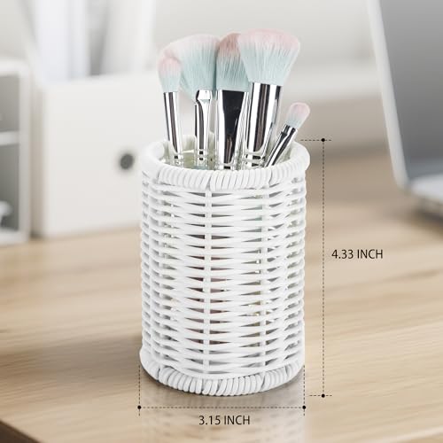 Rattan Jars Cotton Pad Floss Jar Bathroom Vanity Desk Storage (3.15" x 3.15" x 4.33")