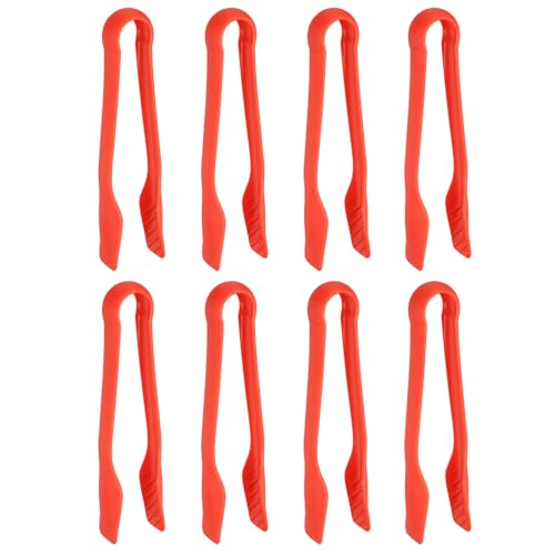 8 Pcs Toaster Tongs (8 Inch / Red)