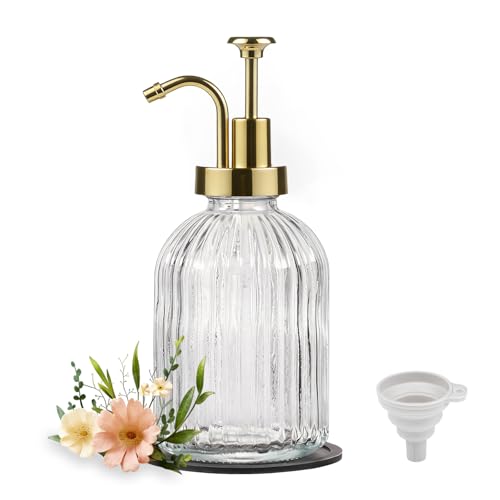 12oz Clear Glass Liquid Soap Dispenser (Clear, Gold Pump, 1pc)