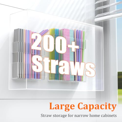 2 Pack Small Acrylic Straw Holder for Cabinet Door (Small / Transparent)