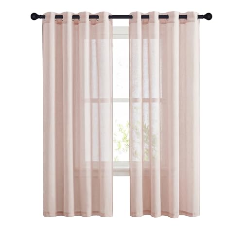 Flax Natural Blend Semi Sheer Curtains 72" L for Nursery (52"W x 72"L (Pack of 2) / Dusty Blush)