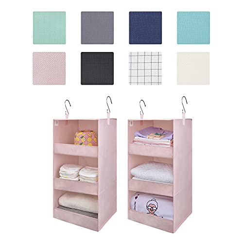 3 Shelf Hanging Closet Organizer (3-shelf Pink / 2-Pack)