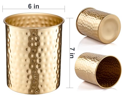 Kitchen Utensil Holder (Brushed Gold / Hand Hammered)