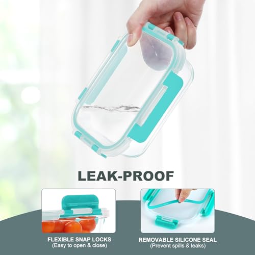 10 Packs 22 oz Glass Meal Prep Containers (Green)