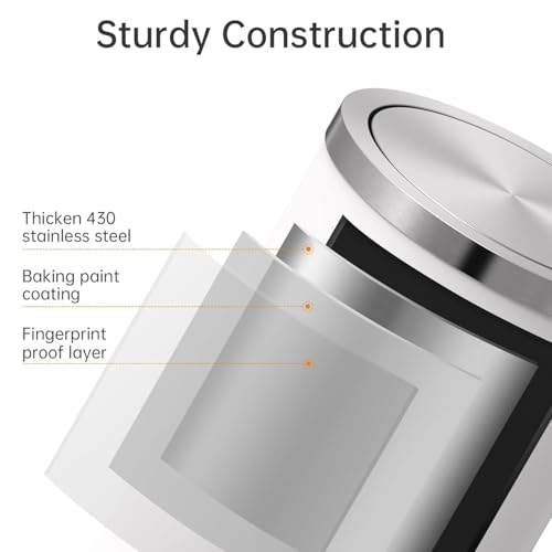4 Gallons White Swing Lid Stainless Steel Trash Can (White / 15L)