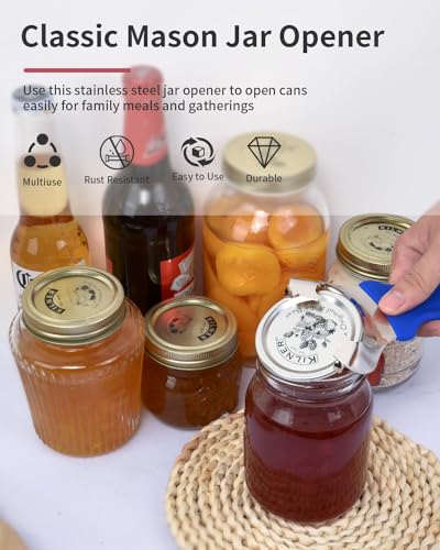 Mason Jar Opener Tool with Soft Touch Handle (Blue)