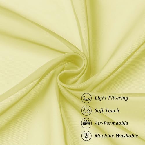 Extra Long Sheer Curtains 120 Inches Long 2 Panels Set (Lemon / 42"W x 120"L (Pack of 2))