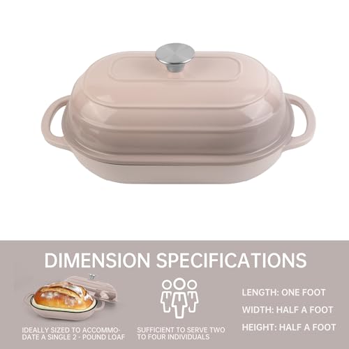 Premium Enameled Cast Iron Dutch Oven for Bread Baking (Gradient Pink / 5 QT)