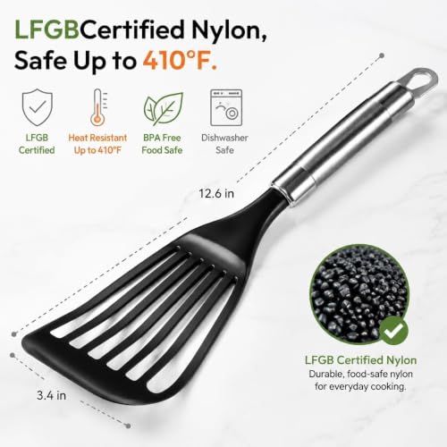 2 Pack Thin Flexible Fish Spatula for Nonstick Cookware (Medium (2 Pack))