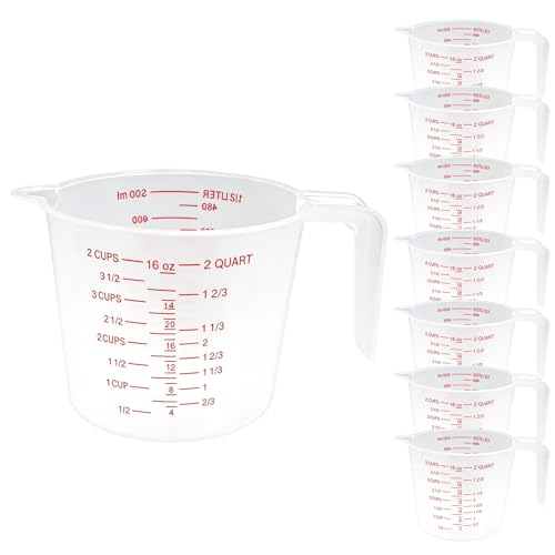8 Pcs 2 Cup 16 Oz Plastic Measuring Cups With Spout And Handle (8 Pcs / 2Cup/16OZ)