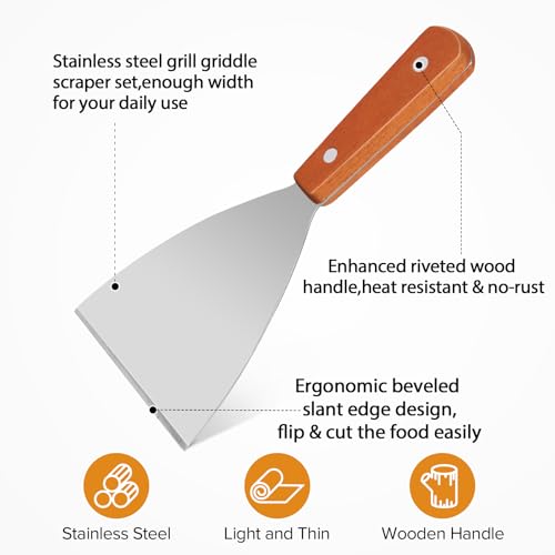 Small Metal Dough Grill Griddle Scraper Spatula for Food (Small)