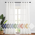 Linen Curtains Semi Sheer Flax Texture (52"W x 108"L (Pack of 2) / Ivory)