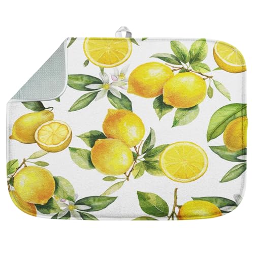 Absorbent Dish Drying Mat for Kitchen Counter (18" x 24" / Lemon 1)