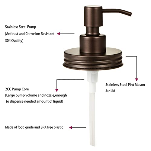 Mason Jar Liquid Soap Dispenser Lid (Bronze / 6 Pack)