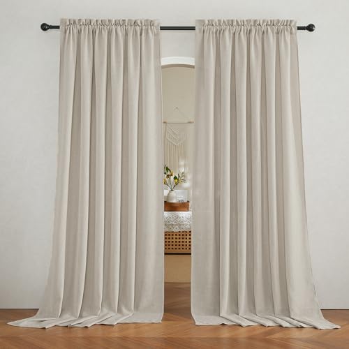 Extra Wide Sheer Curtains for Sliding Patio Door Large Window (Angora / 70"W x 84"L (Pack of 2))