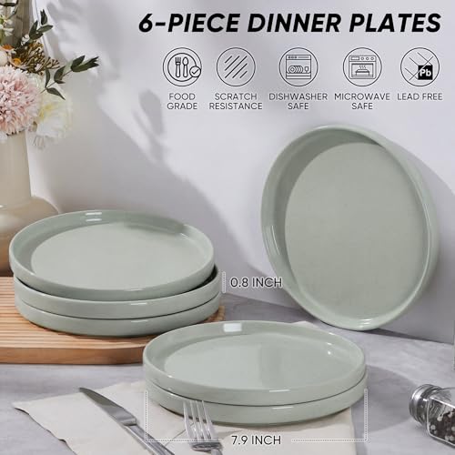7.9 Inch Ceramic Dinner Plates (Mist Green / 7.9'')