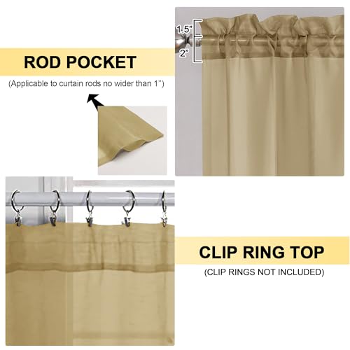 Gold Sheer Curtains 63 Inches Long 2 Panels (Gold / 42"W x 63"L (Pack of 2))