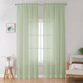 Sheer Curtain 96 Inch Long 2 Panels Set (Light Green / 42"W x 96"L (Pack of 2))