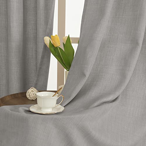 Natural Grey Linen Curtains for Bedroom 84 Inch Length 2 Panels (52"W x 84"L (Pack of 2) / Silver Grommet-grey)