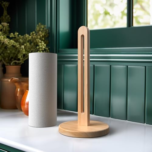 Wooden Paper Towel Holder Countertop (Standard – 6" Base / Light Wood (Beech))